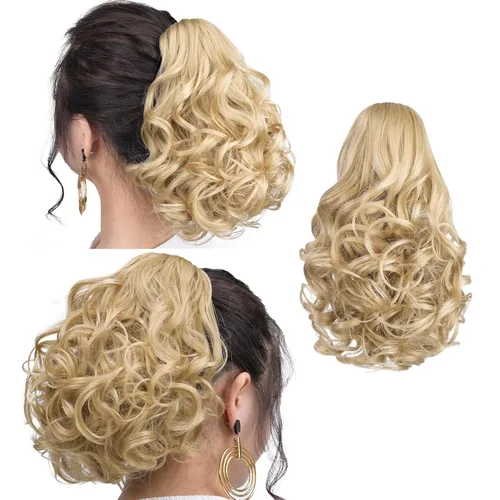 Miniatura 32 de SYXLCYGG Auburn Clip Cola de caballo Clip Cola de caballo Extensión de cola de caballo ondulado 10 pulgadas 3.5 oz pelo sintético falso pieza