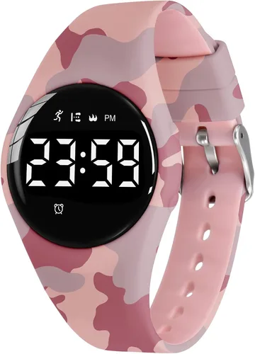 Miniatura 34 de Relojes para niños y niñas, reloj deportivo digital con contador de pasos, podómetro, alarma de vibración, sin aplicación, impermeable, rastreador