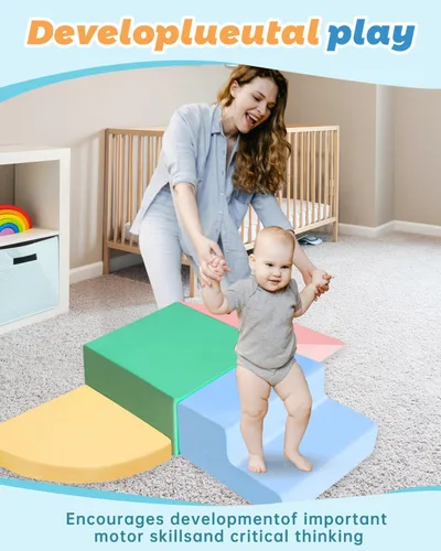 Miniatura 6 de DTRK Juguetes de escalada para niños pequeños de 1 a 3 años, 6 piezas de bloques de escalada de espuma para niños pequeños, escalador de esquina