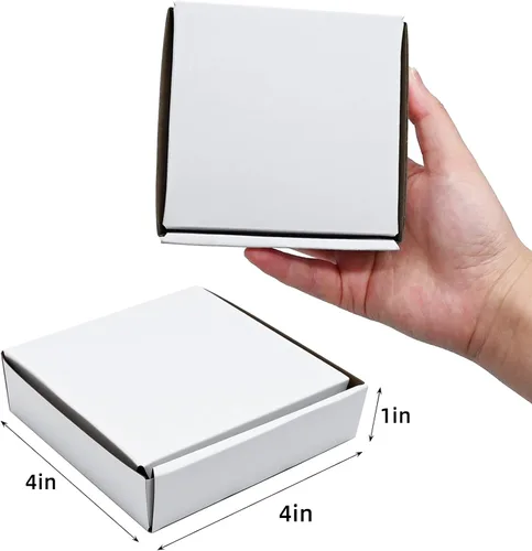 Miniatura 2 de KBG Cajas de envío pequeñas de 4 x 4 x 1 pulgadas, sobres de cartón corrugado blanco para negocios, paquete de 50 cajas de correo pequeñas, caja
