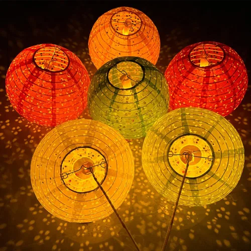 Miniatura 11 de 12 linternas de papel chinas, japonesas, coloridas linternas de papel colgantes con luces LED, 8 pulgadas, ovaladas, decorativas, asiáticas