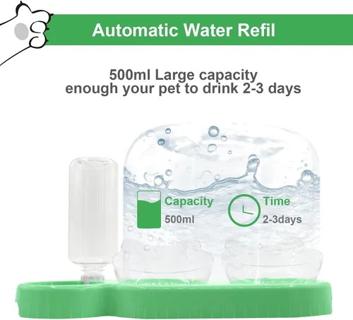 Miniatura 4 de Cuencos triples para gatos con dispensador de agua, juego de cuencos para agua y alimentos para mascotas con alfombrilla antideslizante, cuencos