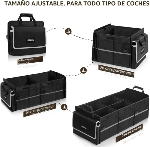 Miniatura 2 de HIRALIY Organizador de almacenamiento para maletero de automóvil 4 en 1 con bolsa enfriadora a prueba de fugas, caja de almacenamiento plegable