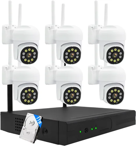 Miniatura 10 de Sistema de cámara de seguridad inalámbrica de 3 MP: 6 cámaras bala Wi-Fi + NVR de 10 canales, visión nocturna IR de 49.2 ft, IP66 resistente a