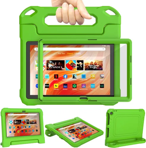 Miniatura 14 de DJ&RPPQ Funda para tablet infantil de 10 pulgadas, a prueba de golpes, con asa protectora, color negro