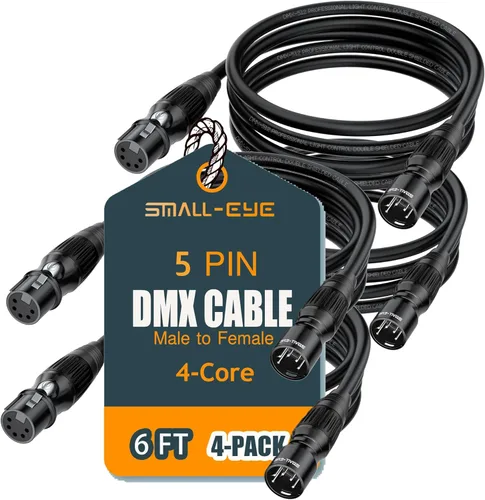 Miniatura 11 de SMALL-EYE Cable DMX de 5 pines de 10 pies, paquete de 4 cables macho a hembra de iluminación de escenario DMX512 (10 pies)