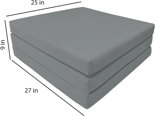 Miniatura 3 de Colchón tríptico gris, Shikibuton, para cama, de 3 pulgadas de alto x 27 pulgadas de ancho x 75 pulgadas de largo, de 1.8 libras. Colchoneta