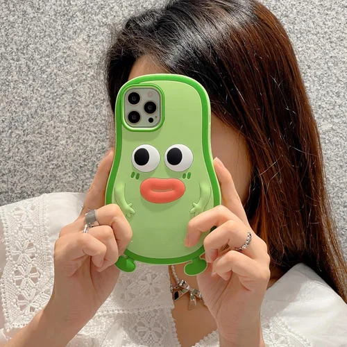 Miniatura 4 de Funda 3D de hombre aguacate para iPhone 13/iPhone 14 de 6.1 pulgadas, diseño de dibujos animados de lindo personaje Kawaii divertido