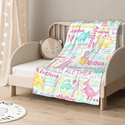 Miniatura 2 de Manta de bebé personalizada de Sandilya para niñas y niños, manta de bebé personalizada con dinosaurio, manta envolvente para niños pequeños, bebés