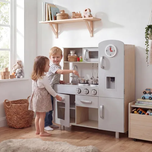 Miniatura 7 de MAMIZO Juego de Cocina para Niños, Cocina de Preescolar para Cocinar, Juguete de Madera de Simulación para Niños Pequeños con Nevera, Estufa