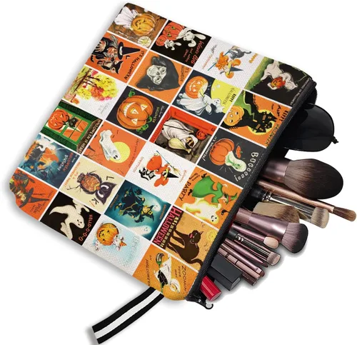 Miniatura 5 de Estuche de belleza con cremallera para maquillaje cosmético de Halloween, bolsa de vestir de moda, bolsa de almacenamiento de artículos de tocador