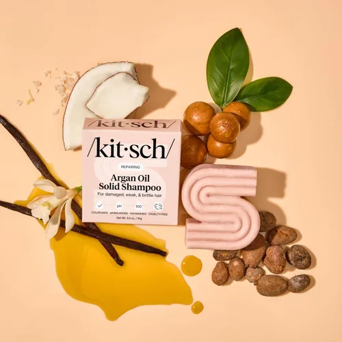 Miniatura 9 de Kitsch Barra de champú de aceite de argán – Champú reparador para el cabello para hombres y mujeres – Fortalecimiento, cuidado nutritivo