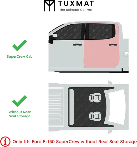 Miniatura 3 de TuxMat - Para modelos Ford F150 Lightning sin almacenamiento de asiento trasero 2022-2023 - Alfombrillas personalizadas para automóvil, cobertura