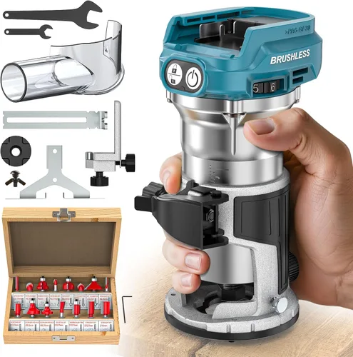 Miniatura 11 de MtiolHig Enrutador compacto inalámbrico compatible con batería DeWalt de 20 V (solo herramienta), herramienta de enrutador de 6 velocidades