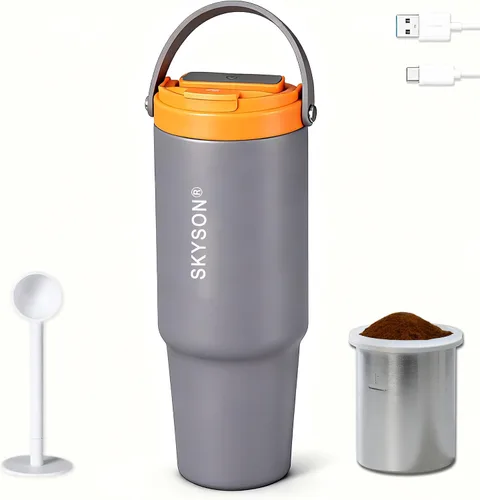 Miniatura 14 de Taza de café portátil para viajes, mini máquina de café expreso, taza térmica de 20 onzas con tapa, filtro eléctrico de extracción rápida, vaso