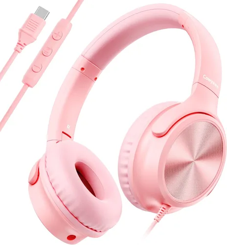 Miniatura 12 de Cowyawn Auriculares USB C con cable, auriculares USB C con cable con micrófono, control de volumen, sonido estéreo HD, auriculares USB tipo C Negro