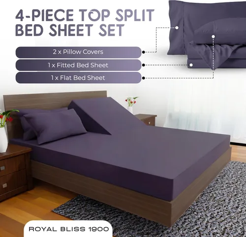 Miniatura 8 de Juego de sábanas King Size con cabecera dividida flexible superior - Sábanas de cama ultrasuaves de calidad egipcia Doble cepillado Bolsillos