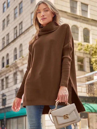 Miniatura 5 de LILLUSORY Women's Turtleneck Oversized Sweaters 2023 Fall Long Batwing Sleeve Spilt Hem Tunic Pullover Sweater Knit Tops