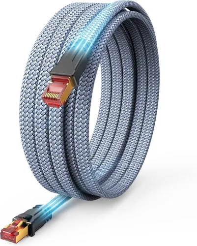 Cable Ethernet Cat 8 de 100 pies, Snowkids de alta velocidad de 40 Gbps, cable LAN trenzado de alta resistencia de 2000 MHz, conector RJ45 chapado