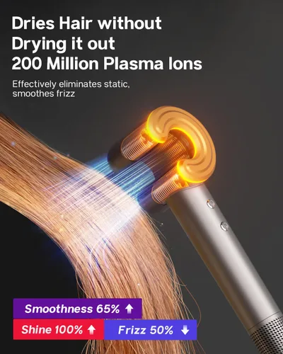 Miniatura 3 de Secador de pelo para mujer, motor sin escobillas de alta velocidad de 110,000 RPM, tecnología de plasma, secado rápido en 5 minutos, 5.15 oz, ligero