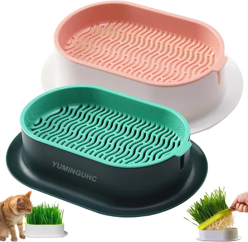 Maceta de hierba para gatos (no incluye semillas) bandejas de plantación de pasto de trigo, kits de cultivo hidropónico de césped para gatos de F
