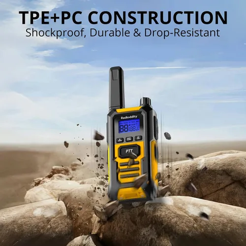 Miniatura 4 de Radioddity HD-1 IP67 Walkie Talkies Flotantes Resistentes al Agua de Servicio Pesado, Radio Bidireccional de Largo Alcance con Batería de 2400mAh