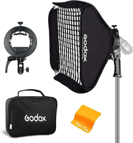 Godox Softbox - Caja modificadora de luz suave de 32 x 32 pulgadas con rejilla, soporte de flash tipo S2, soporte de montaje Bowens para fotografía