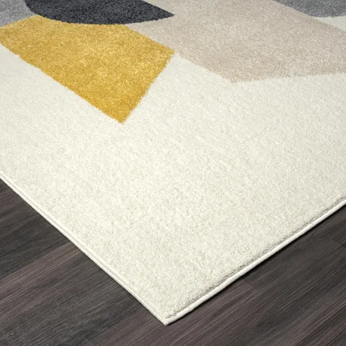 Miniatura 3 de Abani Deco Collection - Alfombra de área, diseño geométrico moderno crema/gris, de 4 x 6 pies, fácil de limpiar, duradera para niños y mascotas,
