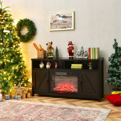Miniatura 3 de Tangkula Soporte eléctrico para TV con chimenea, para televisores de hasta 65 pulgadas, con chimenea sintética empotrada de 25 pulgadas y 1350 W, 3