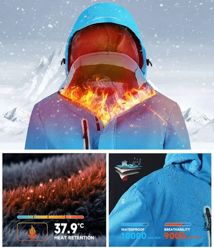 Miniatura 4 de Heathyoga Chaqueta de esquí impermeable para hombre, chaqueta de snowboard para hombre, chaqueta de nieve, chaquetas de esquí, chaquetas