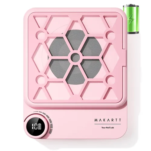 Makartt Colector de polvo de uñas compacto y recargable, colector de polvo de 5500 rpm, tecnología de uñas ERYNOS, velocidad ajustable, silencioso