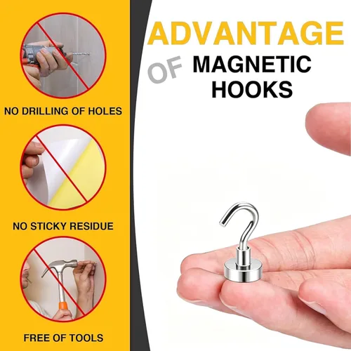 Miniatura 3 de DIYMAG - Ganchos magnéticos fuertes y resistentes, 25 libras de capacidad, para crucero, aula, refrigerador, cabañas, parrilla, cocina, garaje, Plata