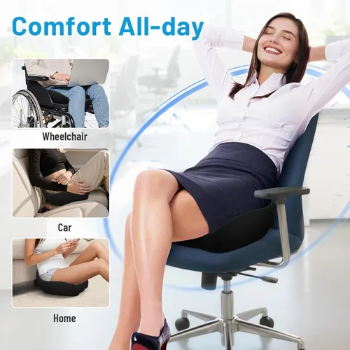 Miniatura 5 de Cushzone Cojín de asiento, cojines de espuma viscoelástica para silla de oficina, diseño curvado ergonómico para ciática, coxis, soporte de asiento