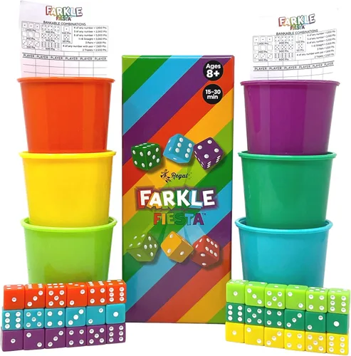 Miniatura 9 de Regal Games - Juego de dados clásico Farkle con 6 dados de colores, 1 conveniente cubilete para agitar fácilmente y 25 hojas de puntaje - Juego