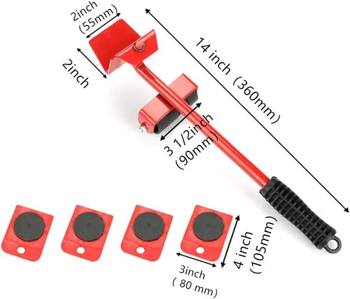 Miniatura 4 de Mr Hercules - Juego de herramientas de elevación de muebles, herramienta elevadora de muebles con palanca de elevación y 4 ruedas, deslizadores
