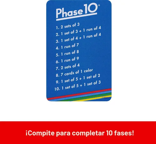 Miniatura 3 de Mattel Games Juego de cartas Phase 10 con baraja accesible para daltónicos en lata de almacenamiento y viaje para niños, adultos y familias