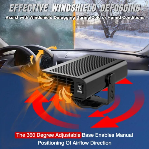 Miniatura 4 de 2 en 1 Calentador de coche eléctrico Ventilador 12V 120W Calentador de coche Parabrisas Descongelación Wibndow Desempañamiento portátil verano