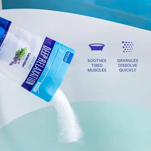 Miniatura 6 de Sal de baño de relajación profunda, 32 onzas, sal de Epsom con aceite esencial de lavanda natural más vitamina C en bolsa sin BPA con sello fácil