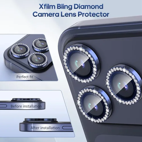 Miniatura 5 de Protector de Lente de Cámara Bling para iPhone 17 Pro / 17 Pro Max, Anillo de Metal con Diamante Individual con Dureza 9H, Protector de Pantalla