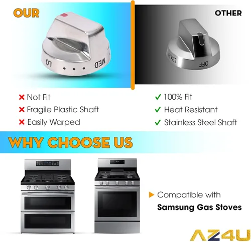 Miniatura 8 de AZ4U 5 piezas DG64-00473A - Perilla para horno, compatible con Samsung Gas Range NX58F5700WS NX58K7850SS NX58H5600SS NX58J7750SS NX58M6850SS