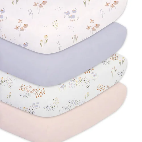 Miniatura 13 de Plushii Sábanas de Cuna para Bebés Varones Paquete de 4, 28"x 52" Juego de Sábanas de Cuna de Microfibra Extra Suave para Cuna Estándar y Colchón