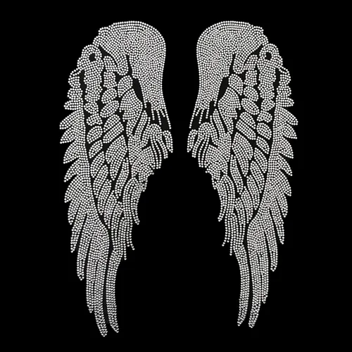 Miniatura 8 de Rhinestop - Alas de ángel de cristal transparente con diamantes de imitación, diseño de transferencia de calor, parche para planchar, diseños