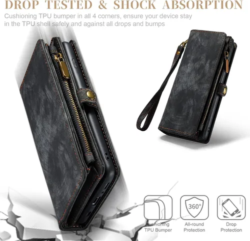 Miniatura 7 de Asuwish Funda de teléfono para Samsung Galaxy S10 con cremallera, funda desmontable con protector de pantalla de vidrio templado y tarjetero Azul