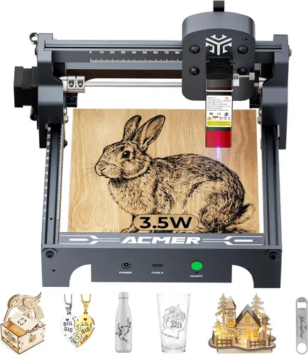 Miniatura 15 de ACMER S1 Grabador láser de 2500mW, máquina compacta de grabado y corte de escritorio para manualidades DIY, pequeñas empresas y creadores, área