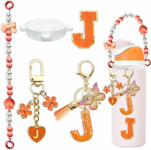 Miniatura 44 de Lindo Juego de Dijes de Letras para Botella de Agua Owala de 24oz, 32oz, 40oz, Owala Kids y Vaso de Café, FreeSip – Incluye Correa con Asa, para Rosa