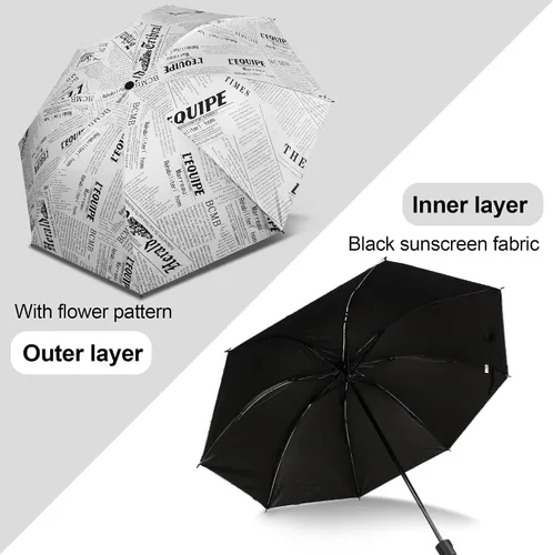 Miniatura 5 de YUEHUA Sombrilla pequeña compacta para lluvia resistente al viento paraguas negro portátil para lluvia paraguas plegable para automóvil paraguas