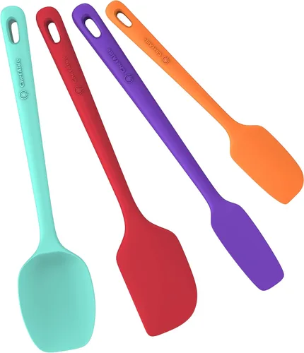 ChefAide - Juego de 4 espátulas de silicona, espátulas de goma de grado alimenticio, con mango fuerte y agarre ergonómico, resistentes al calor para