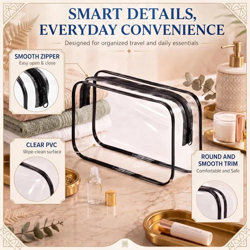 Miniatura 3 de Reginary Paquete de 28 bolsas transparentes para artículos de tocador para viajes, bolsas de cosméticos de plástico impermeables con cremallera