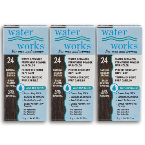 Miniatura 4 de Water Works Tinte en polvo, negro, tinte permanente para el retoque de raíces y cobertura completa, hombres y mujeres, paquete de 3