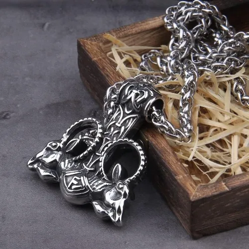 Miniatura 3 de HUVANS - Collar con colgante de amuleto de runa de Thor nórdico con martillo Mjolnir - Cadena King de acero inoxidable